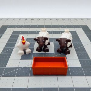 Lego Large Farm Set 45007 Dark Brown Sheep with Woolly Coat Hen Trough
